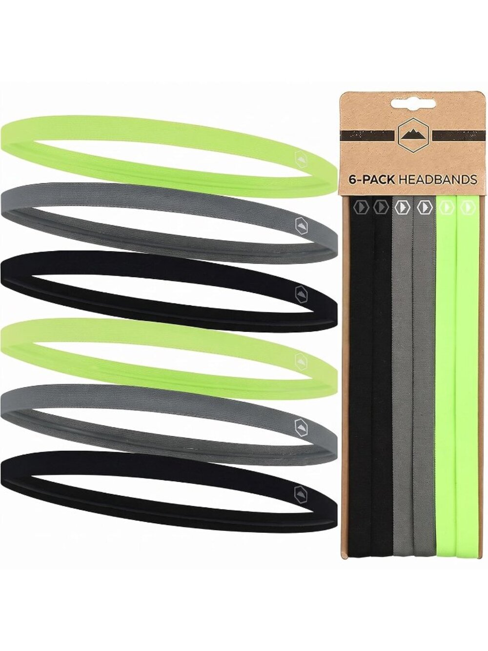 Women's Black Green Thin Elastic Headbands Workout Sweatbands Hair Accessories